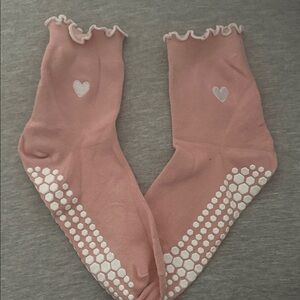 Pink Heart Pilates Grip Socks